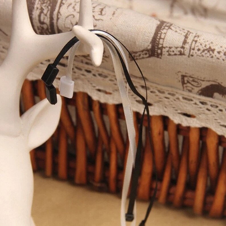 1000 Black/white Satin Ribbon Hang Tag String Lock Fasteners Etsy