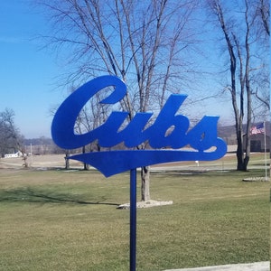 Steel powder coated cubs sign