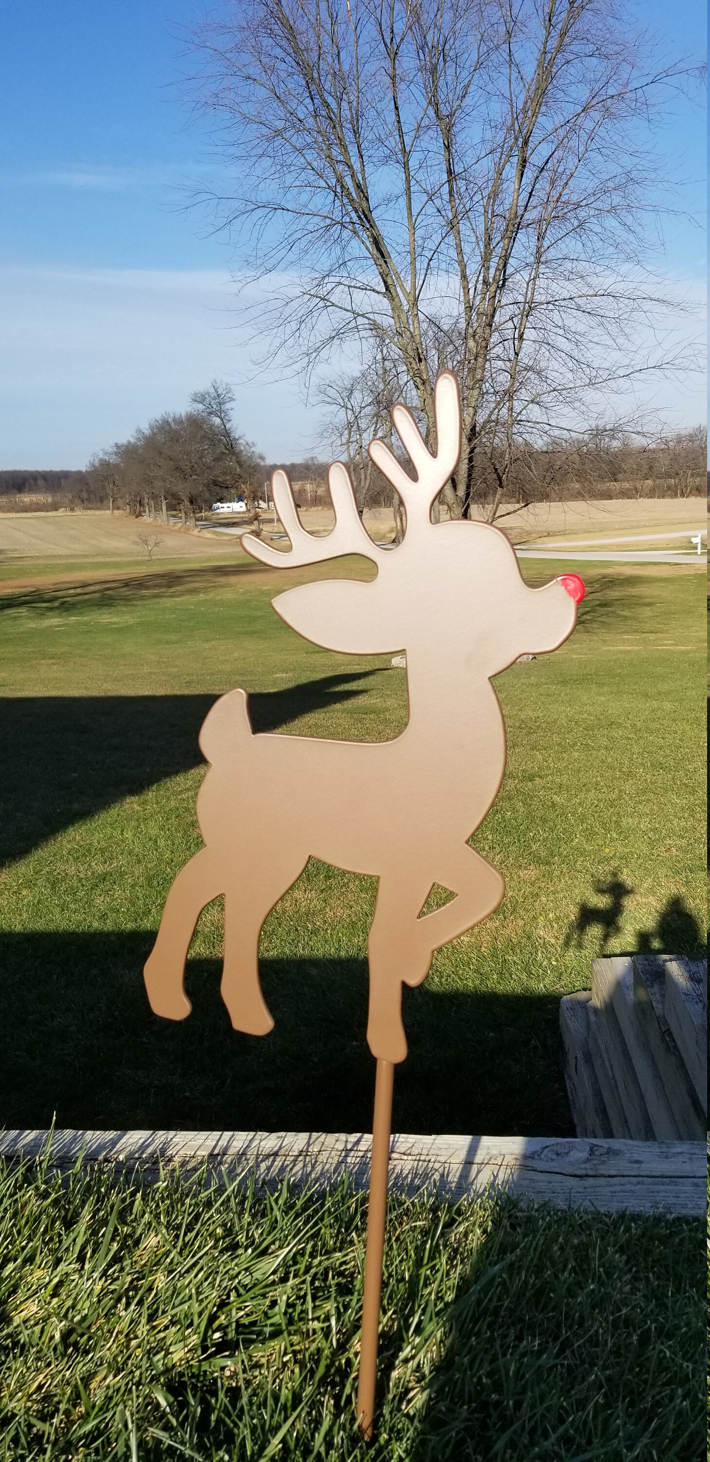 Large Steel Reindeer Yard Sign Etsy