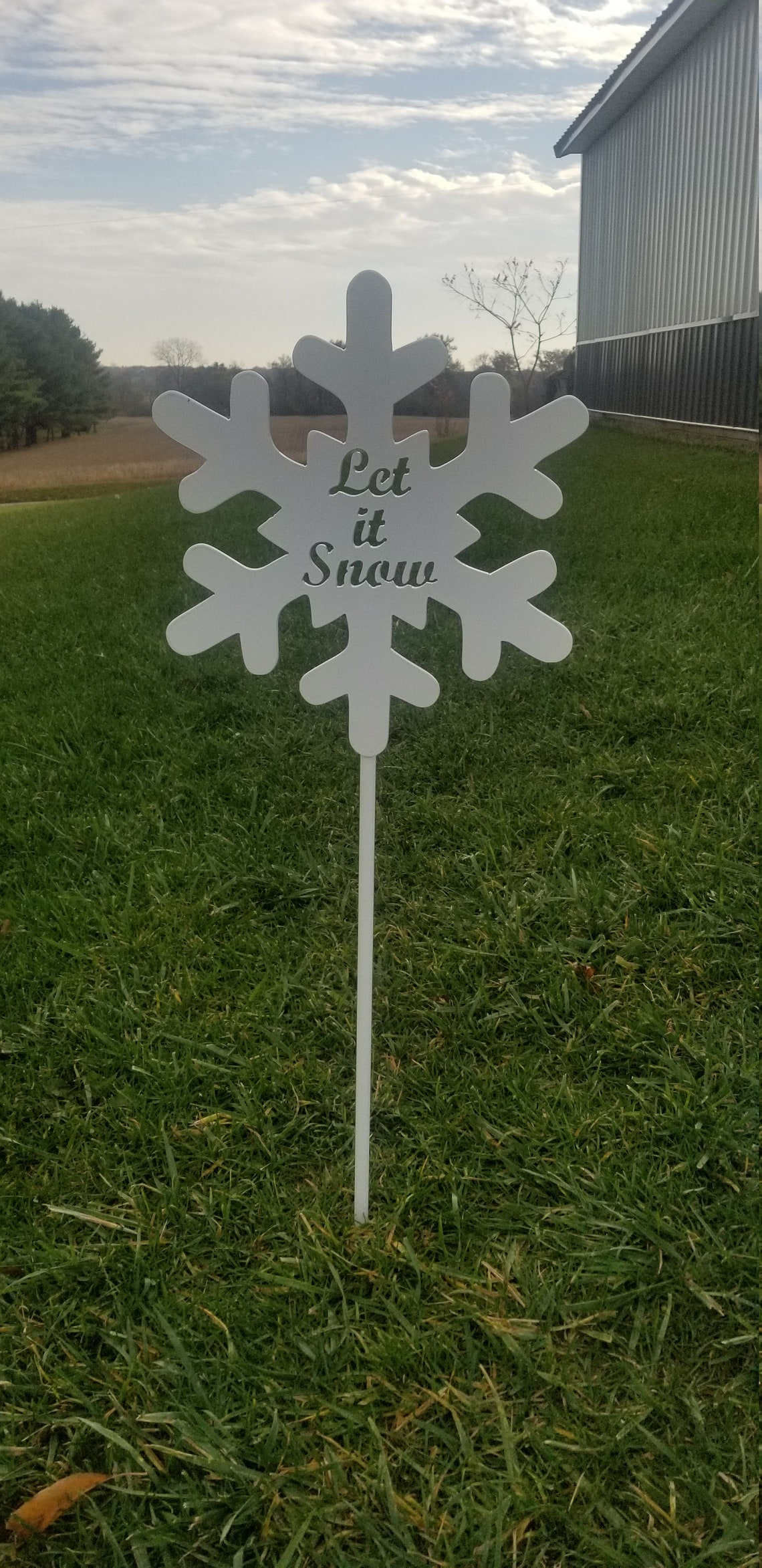 Let It Snow Snowflake Yard Stake Etsy