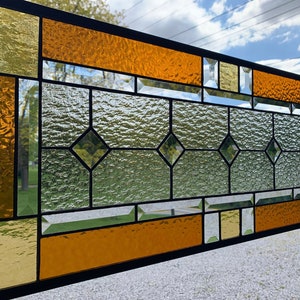 Clara Amber Stained Glass Window Panel Clara Amber Stained Glass Window Panel