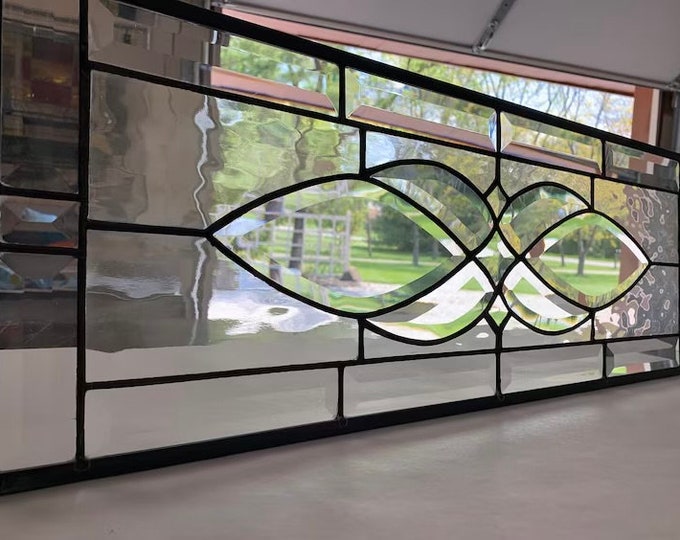HoneyDewGlass Elegant Clear Stained Glass Panel with Water Glass