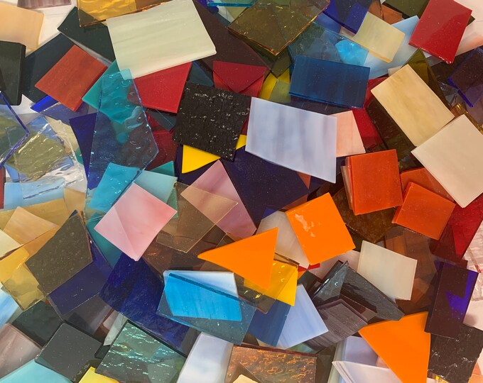 HoneyDewGlass 5 lb Stained Glass Scraps, Art Glass, Mosaic Supplies