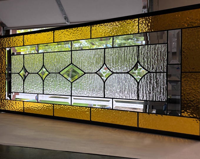 HoneyDewGlass Gold Stained Glass Panel , 14.75" X 35.75"