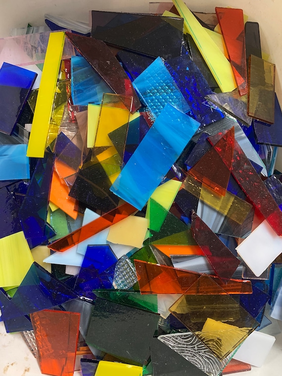 4 Lb Stained Glass Scraps Art Glass Mosaic Glass Tile Etsy