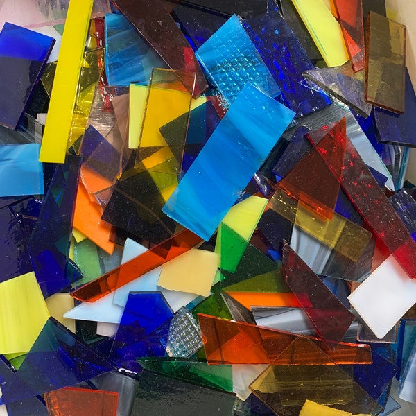 HoneyDewGlass 4 lb Stained Glass Scraps, Art Glass, Mosaic Supplies