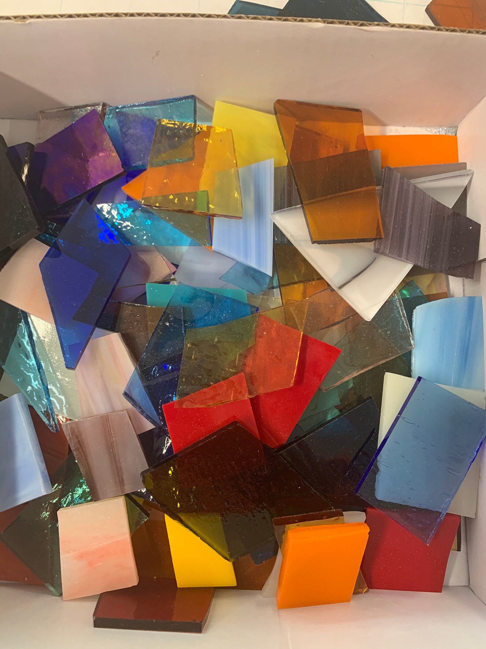 1.5 lb Stained Glass Scraps Art Glass Mosaic Glass Tile Etsy