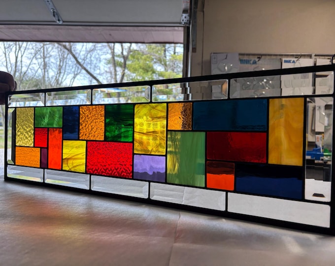 Honey Dew Glass Warm Tone Geometric Panel 9.5” x 30.5”