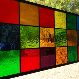HoneyDewGlass Warm Colored Tudor Stained Glass, 9.5" X 21.5",