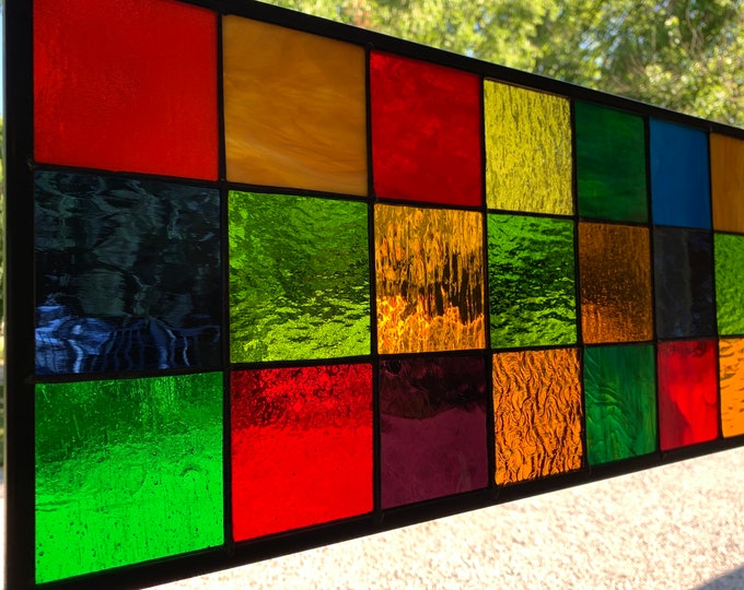 HoneyDewGlass Warm Colored Tudor Stained Glass, 9.5" X 21.5",