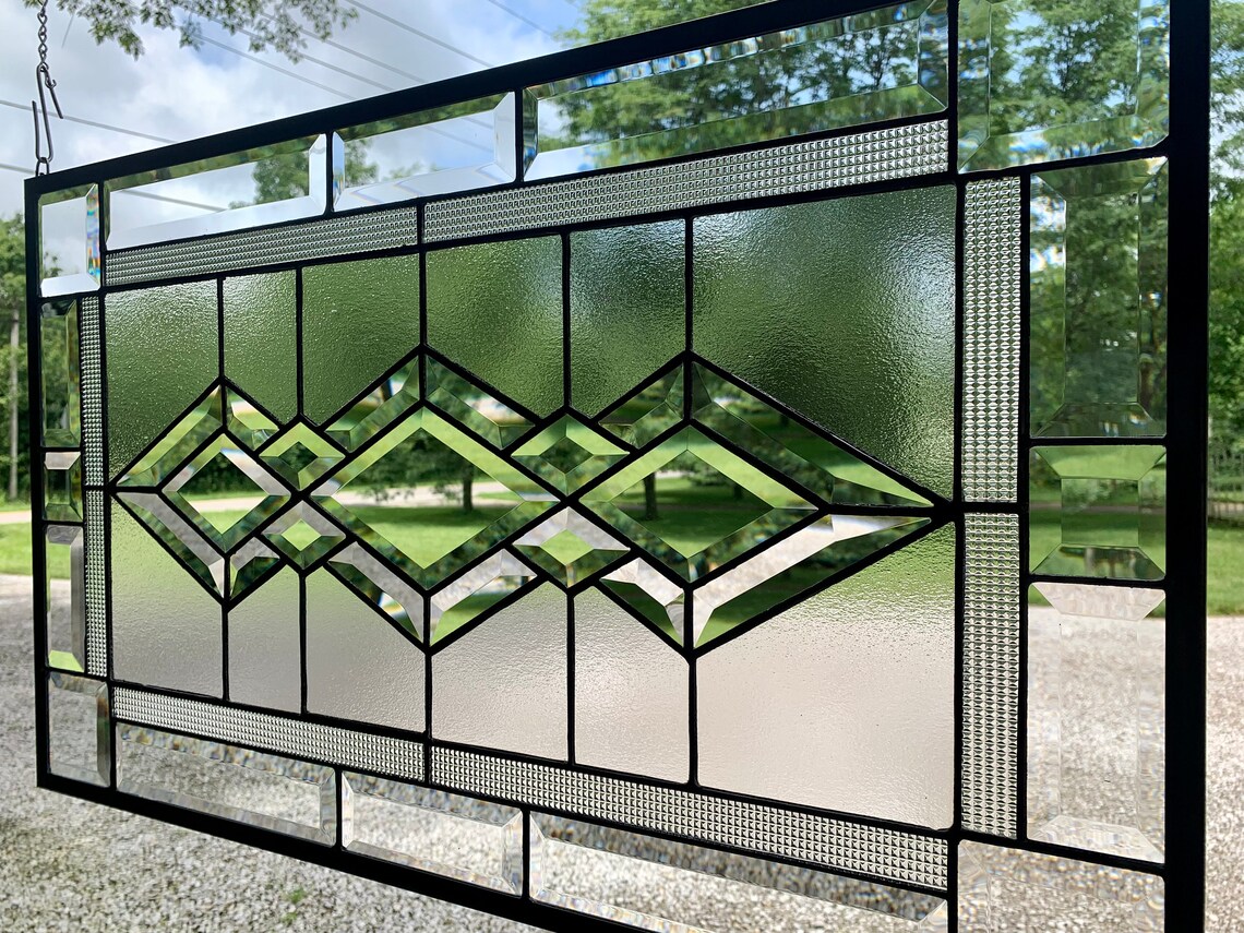 Honeydewglass Bristol Stained Glass Window Panel 16.75 Etsy