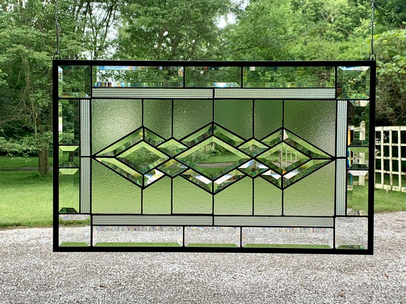 Honeydewglass Bristol Stained Glass Window Panel 16.75 Etsy