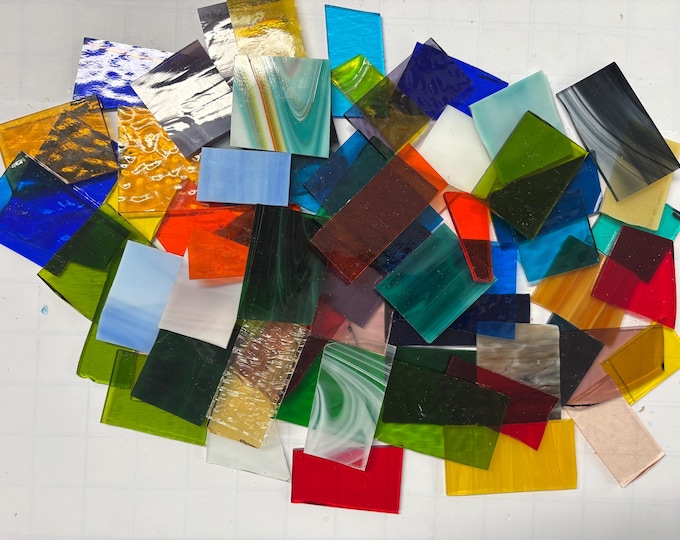 HoneyDewGlass 2 lb Stained Glass Scraps, Art Glass, Mosaic Glass
