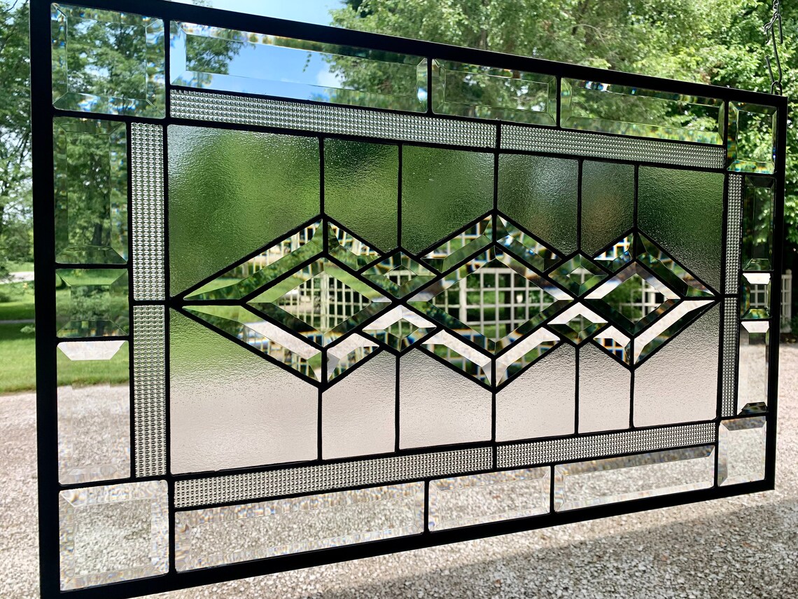 Honeydewglass Bristol Stained Glass Window Panel 16.75 Etsy