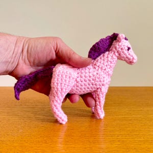 Pink Stuffed Horse Doll, Unique Baby Gift, Crochet Handmade Finished Art