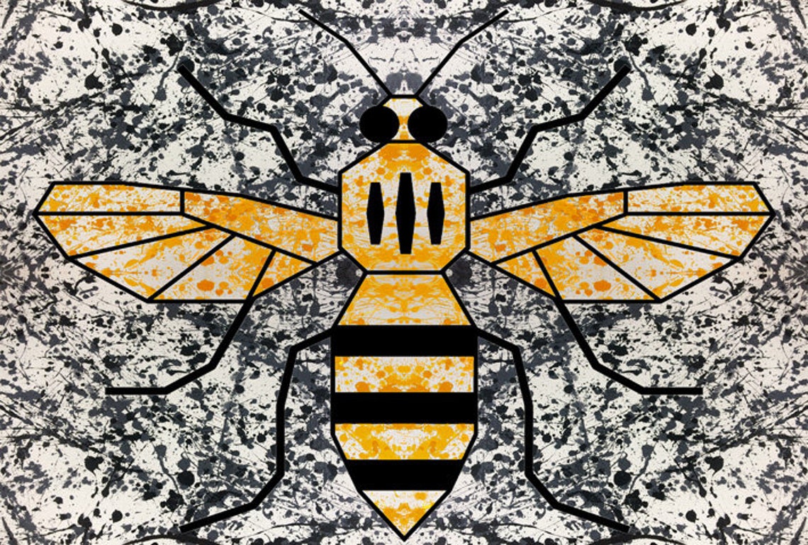 Manchester Bee Print Canvas Wall Art Picture I Love Heart Mcr Etsy