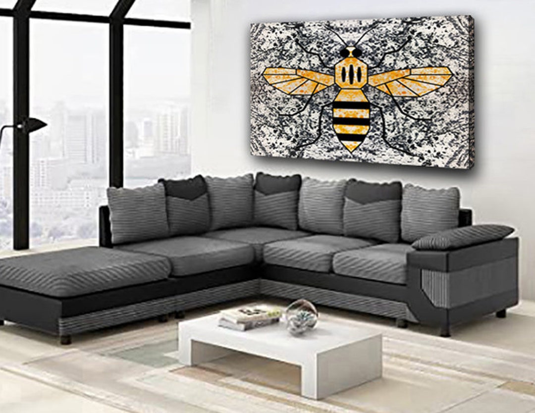 Manchester Bee Canvas Print Wall Art Picture I Love Heart Mcr Jackson