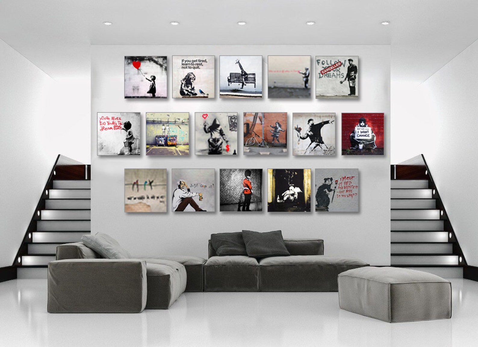 Banksy Create Your Own Set of Canvas Prints Wall Art Modern Etsy UK