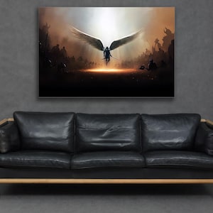 Archangel Michael Warrior Protector Biblical Saint Canvas Print Strength Power Good Vs Evil God Devil Wall Art Picture Home FREE DELIVERY!
