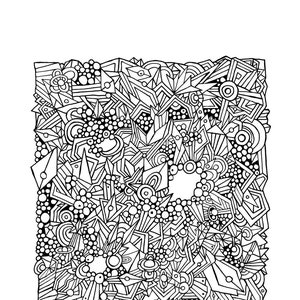 Zen Art Coloring Page, Abstract Art, Doodle Adult Coloring Page, Instant digital download, Printable Cosmic Coloring Pages