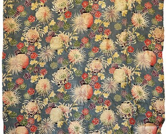 19th Century Japanese Fabric With Floral Motif - Etsy