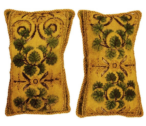 A Pair of 17th Century Brussels Needlepoint Pillows 