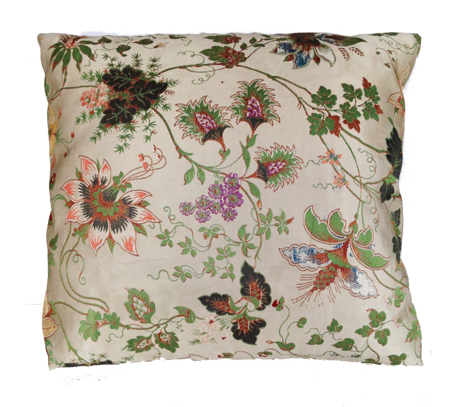 18th Century French Silk Embroidery Pillow