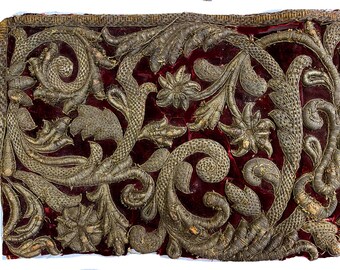 17th Century European Embroidery on Cut Velvet