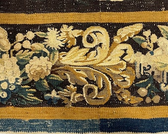 17th Century Brussels Tapestry Border fragment (for pillow)