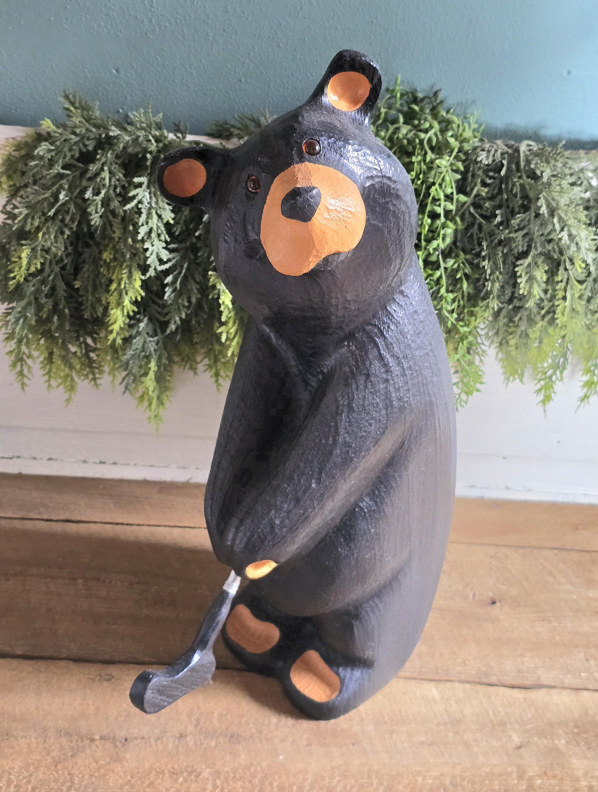 ジェフ・フレミング ビッグスカイ 手彫り木製クマ像彫刻 アンティーク 希少 Big Sky Bears Carved Pine Jeff Fleming Lounging Relaxing