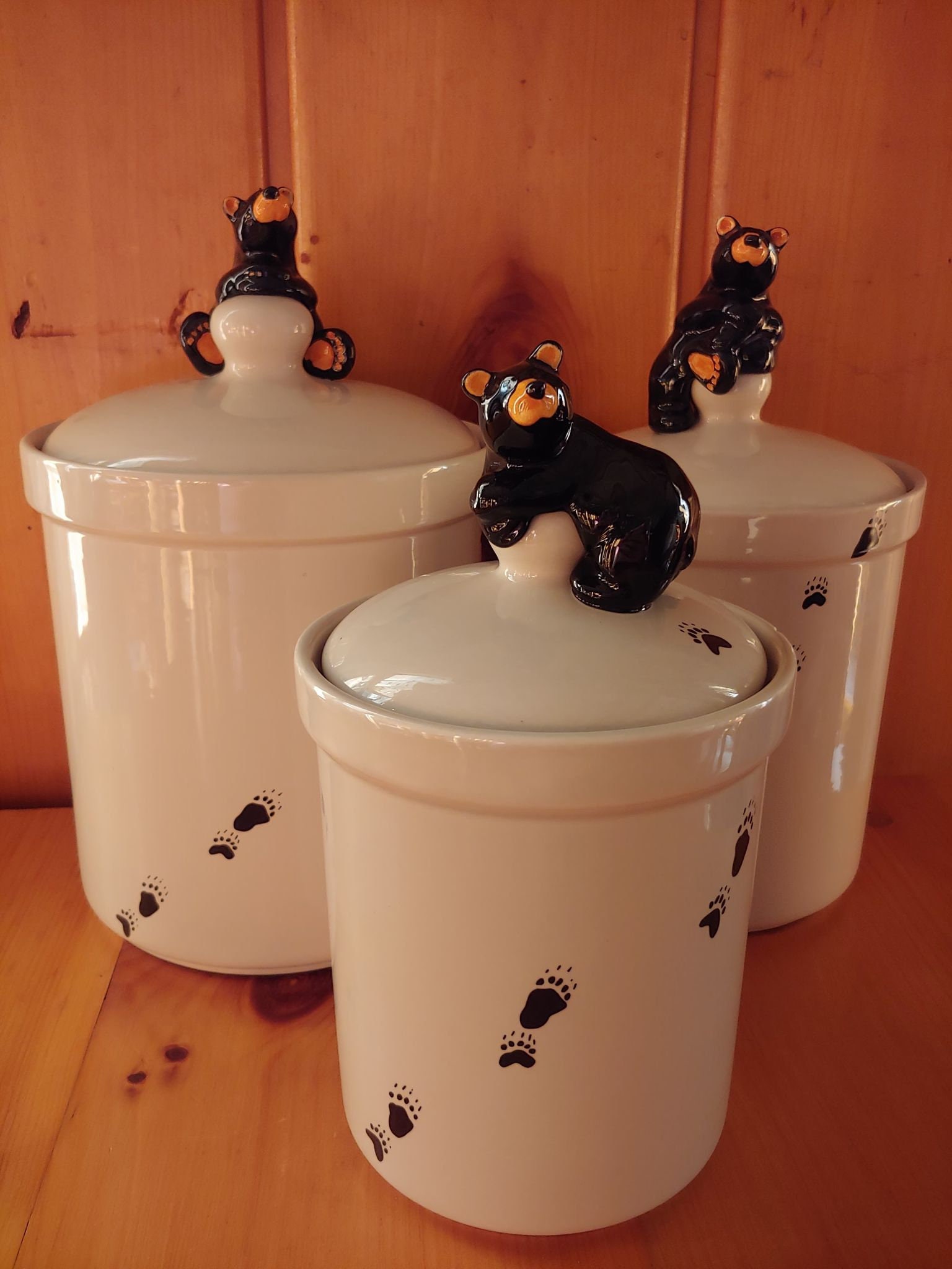 Kitchen Storage Jars & Containers Big Sky Carvers Small Ceramic Bear