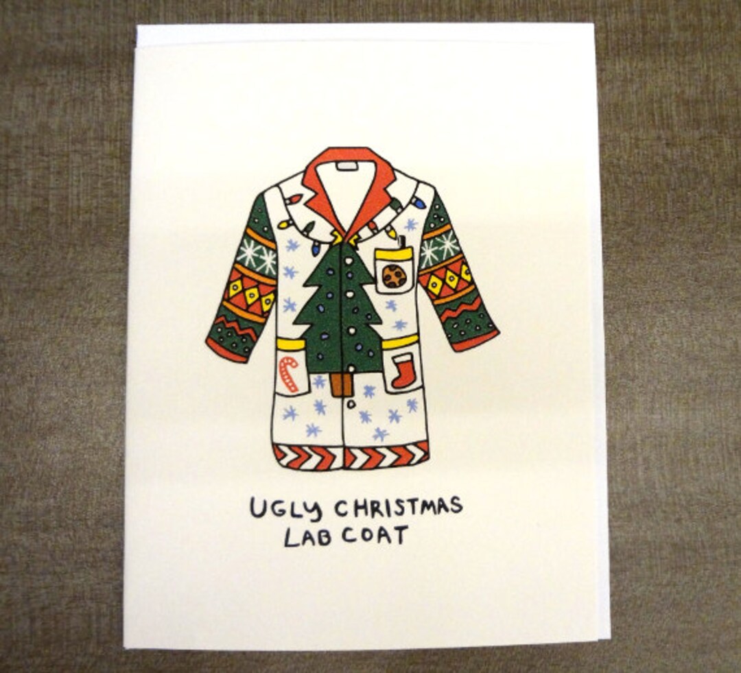 Ugly Christmas Lab Coat Science Themed Card Etsy