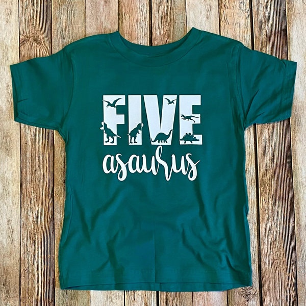 Fiveasaurus Shirt, Dinosaur Birthday Shirt, Birthday Shirt for Dino Lover, T-Rex T-Shirt, 5 Year Old Birthday Outfit, 5th Birthday Party