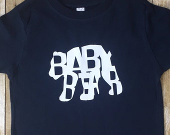 Unique Baby Bear or Little Bear Shirt, Shape of a Bear Text, Matching Sibling Shirts