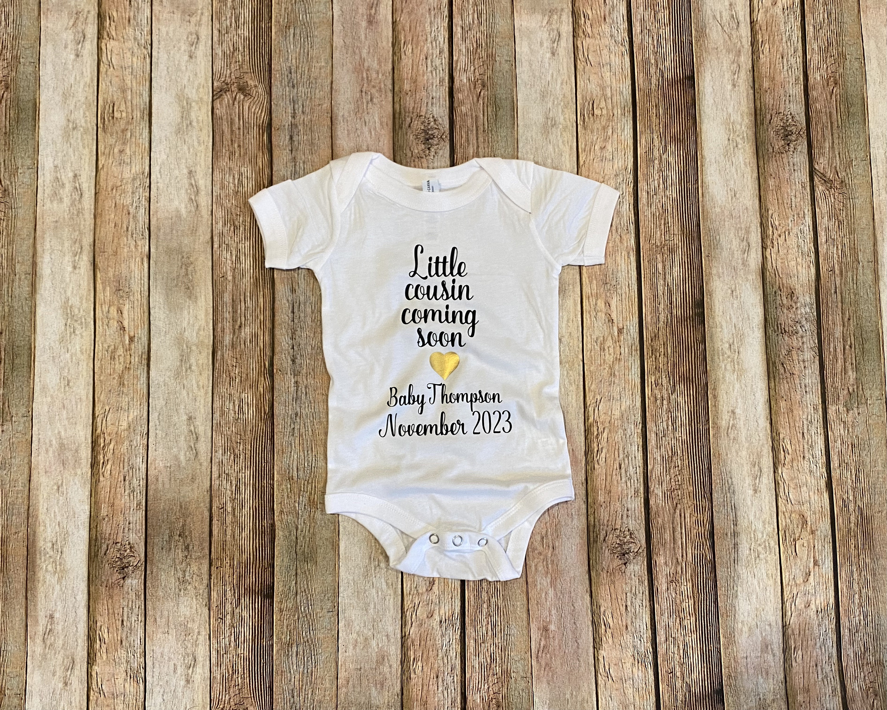 Custom Little Cousin Coming Baby Announcement Pregnancy