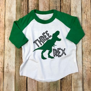 Three Rex Shirt for 3 Year Old, Custom Birthday Shirt for Dinosaur Party