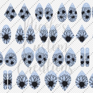 Earring SVGs - Hand drawn floral drop earrings - 24 variations included