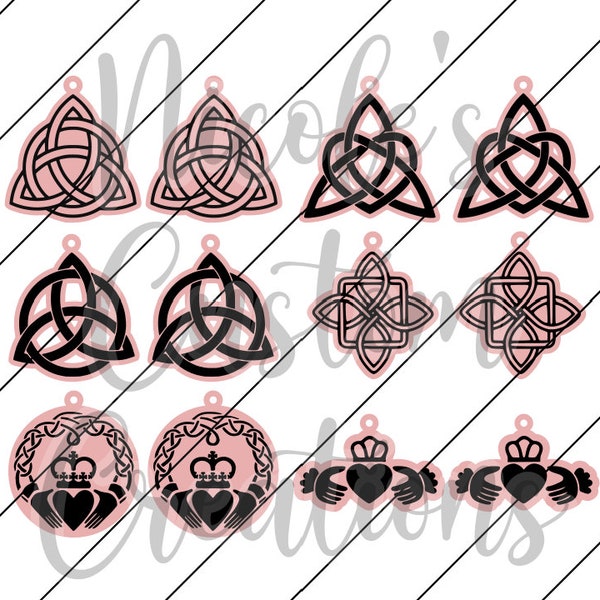 Earring SVGs - Irish/Celtic Symbols - 6 styles included