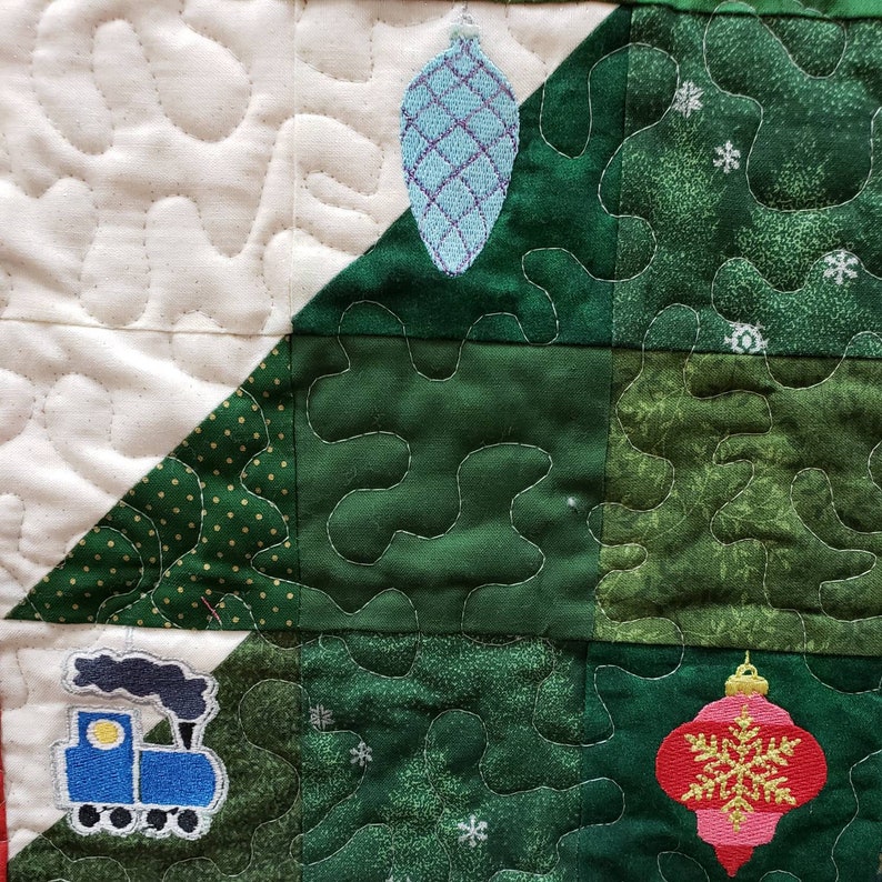 Quilted Christmas Tree Wall Hanging With Ornaments Etsy