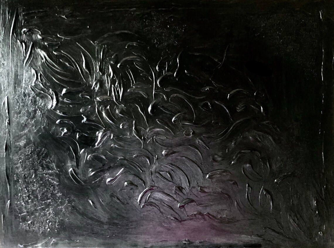 Black Textured Art Painting on Canvas Etsy