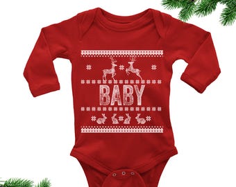 Ugly Sweater Baby Christmas Baby Bodysuit One-piece