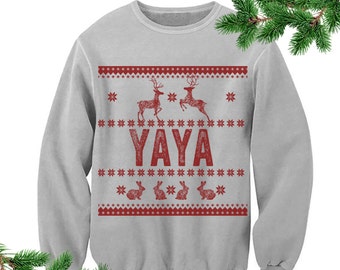 Yaya Sweatshirt. Grandma Ugly Sweater. Ugly Christmas Sweater. Family Christmas Outfit Unisex. S-3XL