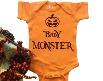 Funny Halloween Bodysuit. Baby Monster Costume. Baby Bodysuit. Costume. Pumpkin. Infant. Newborn. My First Halloween.