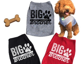 Big Brother Dog Tank. Soon To Be Dog Big Brother. Dog T-Shirt. Baby Announcement or Gender Reveal. Puppy. Grey. Red. Black.