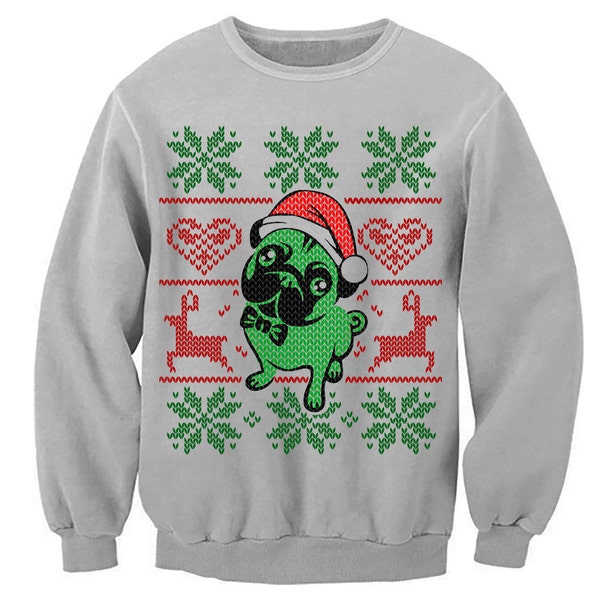 Pug Christmas Sweatshirt. Ugly Sweater Contest. Pug Sweater. Christmas Cheer. Unisex Fleece Shirt. Merry Christmas Sweater.