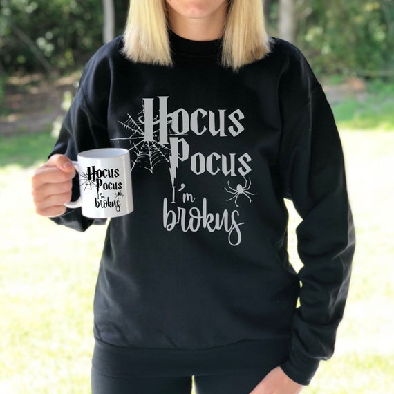 BEIDEFY Felpe di Halloween per le donne Sanderson Sisters Ricamo Halloween Felpa Hocus Pocus Girocollo Pullover, Grigio scuro, XX-Large