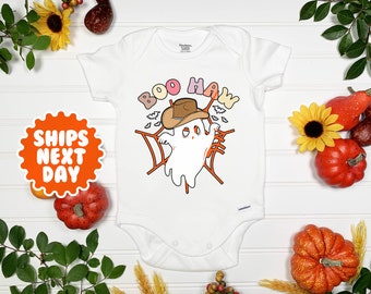 Boo Haw Ghost Baby Onesie®: Retro Halloween Bodysuit