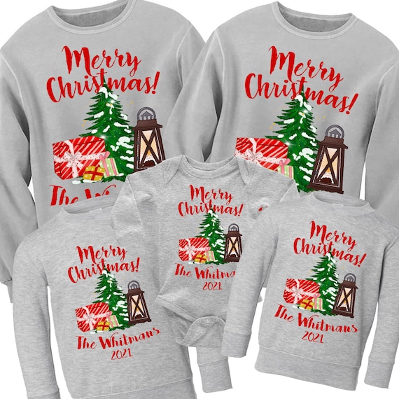 Traje de Feliz Navidad. Sudaderas navide as familiares a juego