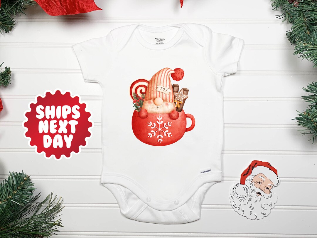 Christmas Gnome in a Mug Onesie® Cute Bodysuit Baby Boy Etsy