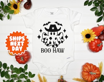 Cowboy Ghost Baby Onesie®: Retro Halloween Bodysuit
